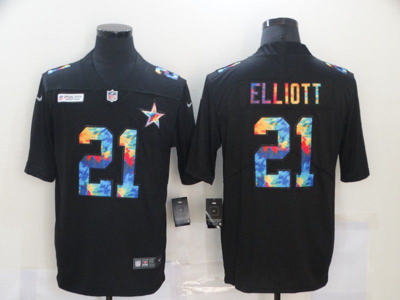 Men Dallas Cowboys #21 Ezekiel Elliott Rainbow Edition black 2020 Nike NFL Jerseys->women nfl jersey->Women Jersey